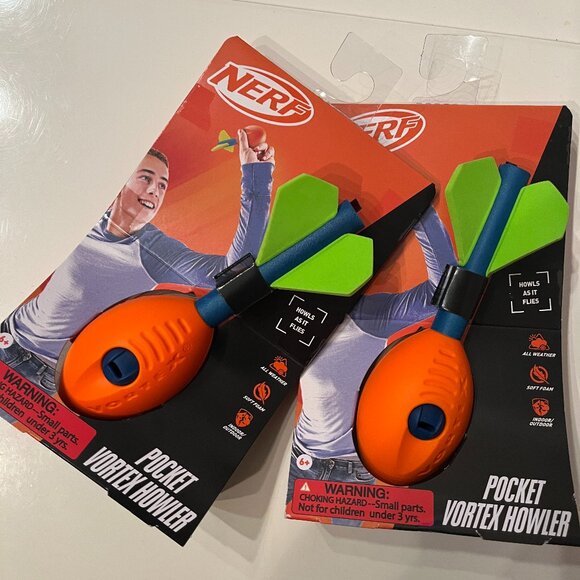 Nerf Mini Foam Vortex Aero Howler Football (TWO!) Whistling Sports Toy (new/h) - Picture 6 of 9